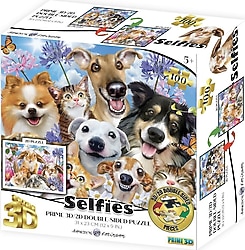 Prime 3D Pet ve Tavşan Selfie Çift Taraflı 100 Parça Puzzle 15053