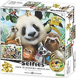 Prime 3D Sevimli Hayvanlar Selfie Çift Taraflı 200 Parça Puzzle 37559