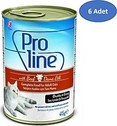 Proline Parça Etli Soslu 415 gr 6'lı Yetişkin Kedi Konservesi