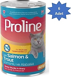 Proline Somonlu ve Alabalıklı 400 gr 6'lı Yetişkin Konserve Kedi Maması