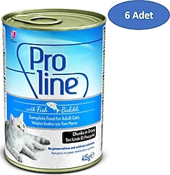 Proline Parça Etli Soslu Balıklı 415 gr 6'lı Yetişkin Kedi Konservesi