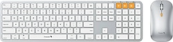 ProtoArc KM100-A Beyaz Gümüş Kablosuz Klavye Mouse Seti