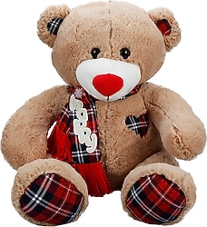Puffy Friends Ekose Atkılı Peluş Ayı 60 cm