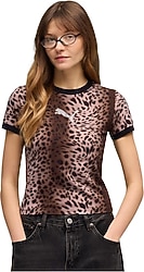 Puma Essentials Graphics Leo Luxe 634562 Kısa Kollu Bisiklet Yaka Kadın Tişört