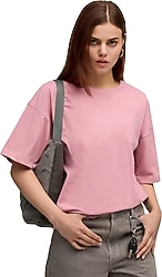 Puma Her 688148-65 Pembe Kısa Kollu Bisiklet Yaka Kadın Oversize Tişört