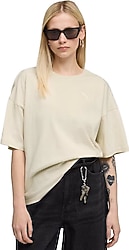 Puma Her 688148-87 Bej Kısa Kollu Bisiklet Yaka Kadın Oversize Tişört