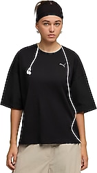 Puma Her 691883-01 Siyah Kısa Kollu Bisiklet Yaka Kadın Oversize Tişört