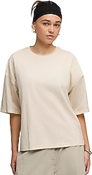 Puma Her 691883-87 Bej Kısa Kollu Bisiklet Yaka Kadın Oversize Tişört