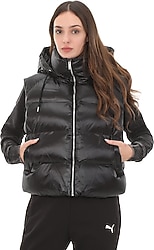 Puma Shiny Puffer 626518-01 Kapüşonlu Siyah Kadın Şişme Yelek