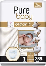 Pure Baby Organik Pamuklu 1 Numara Yenidoğan 64'lü 4 Adet Bebek Bezi