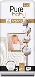 Pure Baby Organik Pamuklu 5 Numara Junior 40'lı 3 Adet Bebek Bezi