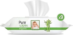 Pure Baby Organik Bambu Özlü 90 Yaprak 9'lu Paket Islak Mendil