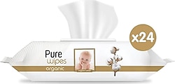 Pure Baby Organik Pamuklu 90 Yaprak 24'lü Paket Islak Havlu