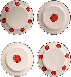 Rakle X Bengi Kurtcebe Pomodoro 21 cm 4'lü Pasta Tabağı