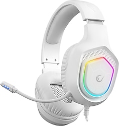 Rampage Vector RM-K90 Beyaz RGB USB Kablolu Kulak Üstü Oyuncu Kulaklığı