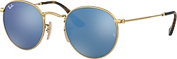 Ray-Ban Round Flat 3447N 001/9O Gold-Blue Aynalı Güneş Gözlüğü