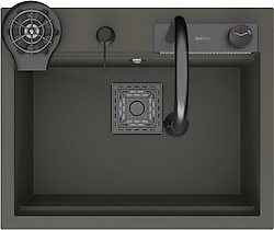 RealStone Angel Tek Gözlü Akıllı Gri Granit Eviye