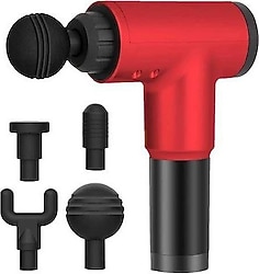 Realx 4 Başlıklı Kırmızı Tabanca Masaj Aleti