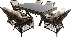 ReHome Bossa 100x180 cm 6 Kişilik Rattan Bahçe & Balkon Takımı