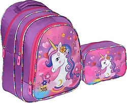 Relaxion 1311-3 Unicorn Desenli Beslenme + İlkokul Sırt Çantası