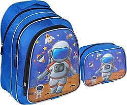 Relaxion 1312-5 Mavi Astronot Desenli Beslenme + İlkokul Çantası