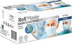 Roll 3 Katlı Burun Telli 5x10'li 50 Adet Cerrahi Yüz Maskesi