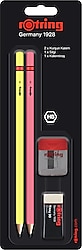 Rotring 2'li Neon Kurşun Kalem + Silgi + Kalemtıraş