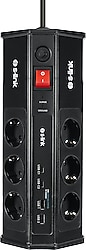 S-link PRZ03 Anahtarlı USB'li 3 m 6'lı Akım Korumalı Priz