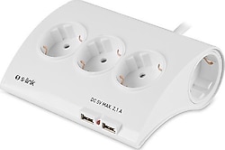 S-link SPG9-5-15 Anahtarlı USB'li 1.5 m 5'li Akım Korumalı Priz
