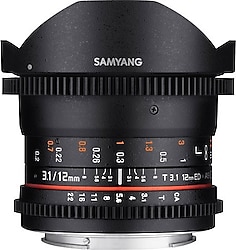 Samyang 12mm T3.1 VDSLR ED AS NCS Fisheye Full Frame Lens