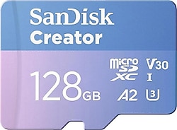 SanDisk Creator SDSQXAA-128G-IN6MS UHS-I U3 A2 V30 128 GB Micro SD Kart