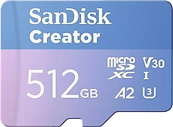 SanDisk Creator SDSQXAV-512G-IN6MS UHS-I U3 A2 V30 512 GB Micro SD Kart