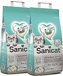 Sanicat Clumping White Cotton Fresh 10 lt 2'li Bentonit Kedi Kumu