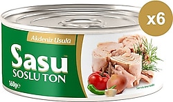 Sasu Bütün Dilim Akdeniz Usulü Ton Balığı 160 gr 6'lı