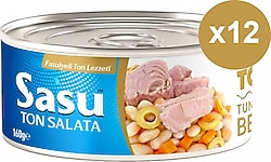 Sasu İri Parça Fasulyeli Ton Salata 160 gr 12'li