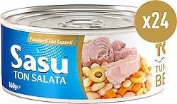 Sasu İri Parça Fasulyeli Ton Salata 160 gr 24'lü