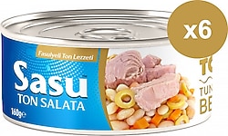 Sasu İri Parça Fasulyeli Ton Salata 160 gr 6'lı