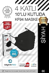 SaytekMed N95 Uv Steril Siyah 10'lu Maske