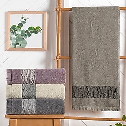 Schafer Home Crepe Gri 70x140 cm Armürlü Havlu