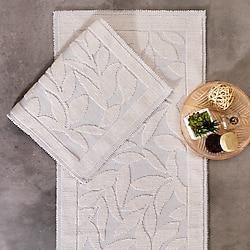 Schafer Home Leaf Ekru 2'li Banyo Paspası