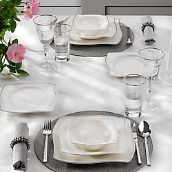 Schafer Bety Platin 48 Parça 12 Kişilik Yemek Takımı