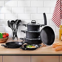 Schafer Black Stone 14 Parça Tencere Seti