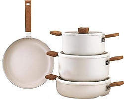 Schafer Ceramoni Krem 7 Parça Seramik Tencere Seti