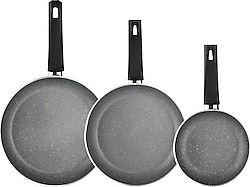 Schafer Dark Storm Gri 18-22-26 cm 3'lü Granit Tava Seti