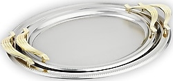 Schafer Ela Platin01 2'li Oval Çay Tepsisi