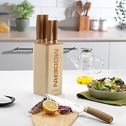 Schafer Forge Krem 6 Parça Bloklu Bıçak Seti