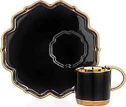 Schafer Goldie Siyah03 6 Kişilik Kahve Fincan Takımı