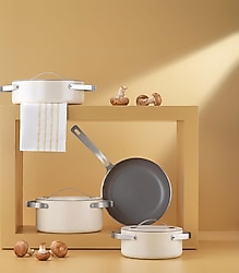 Schafer Moonlight Krem 7 Parça Seramik Tencere Seti