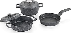Schafer Retro Cast Gri 5 Parça Mini Döküm Tencere Seti