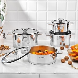 Schafer Steel Pro 8 Parça Çelik Tencere Seti